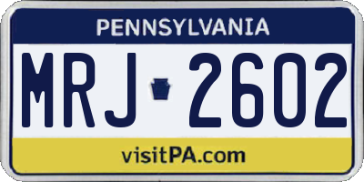 PA license plate MRJ2602