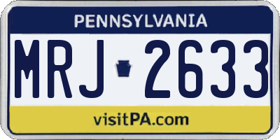 PA license plate MRJ2633