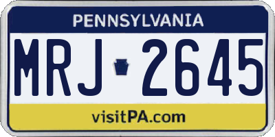 PA license plate MRJ2645
