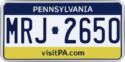 PA license plate MRJ2650