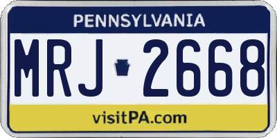 PA license plate MRJ2668