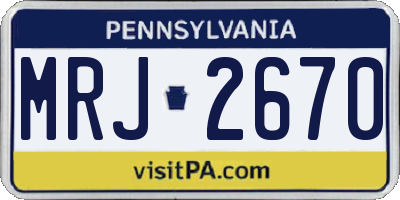 PA license plate MRJ2670