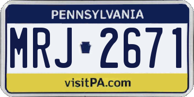 PA license plate MRJ2671