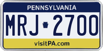 PA license plate MRJ2700