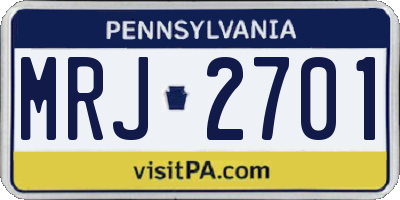 PA license plate MRJ2701