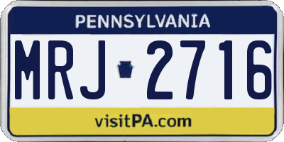 PA license plate MRJ2716