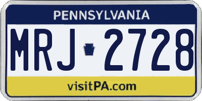 PA license plate MRJ2728