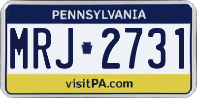 PA license plate MRJ2731