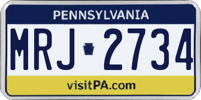 PA license plate MRJ2734