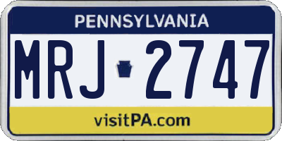 PA license plate MRJ2747