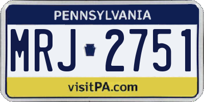 PA license plate MRJ2751