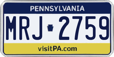 PA license plate MRJ2759