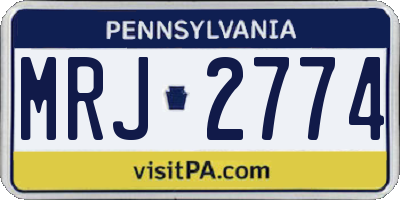 PA license plate MRJ2774