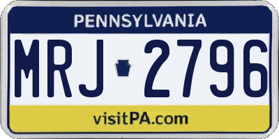 PA license plate MRJ2796