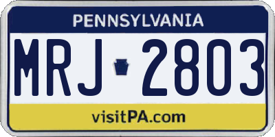 PA license plate MRJ2803