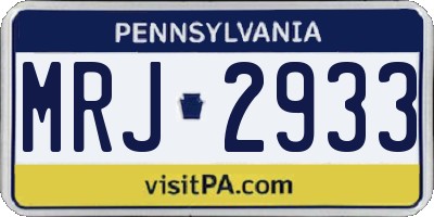 PA license plate MRJ2933