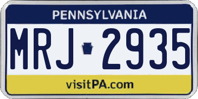 PA license plate MRJ2935