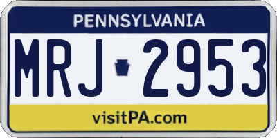 PA license plate MRJ2953