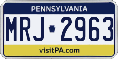 PA license plate MRJ2963