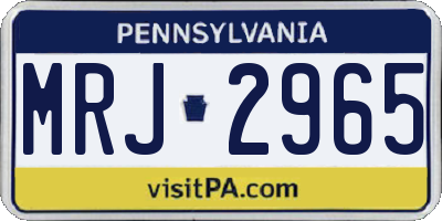 PA license plate MRJ2965
