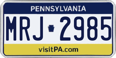 PA license plate MRJ2985