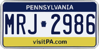 PA license plate MRJ2986