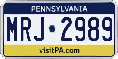 PA license plate MRJ2989