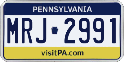 PA license plate MRJ2991