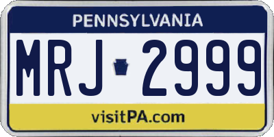 PA license plate MRJ2999