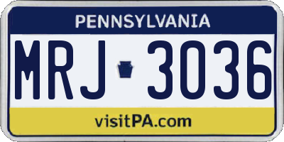 PA license plate MRJ3036