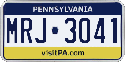 PA license plate MRJ3041