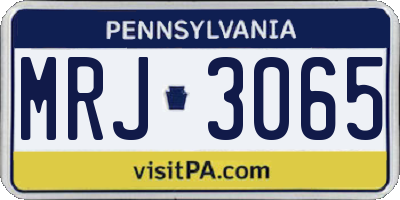 PA license plate MRJ3065