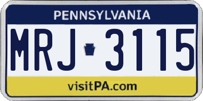 PA license plate MRJ3115