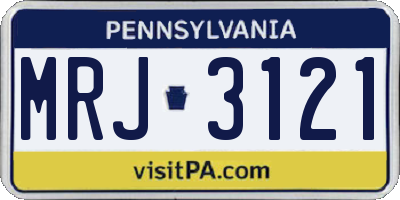 PA license plate MRJ3121
