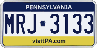 PA license plate MRJ3133