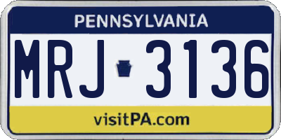 PA license plate MRJ3136