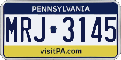 PA license plate MRJ3145