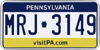 PA license plate MRJ3149