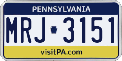PA license plate MRJ3151