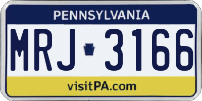 PA license plate MRJ3166