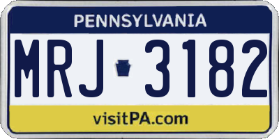 PA license plate MRJ3182
