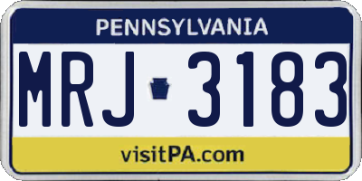 PA license plate MRJ3183