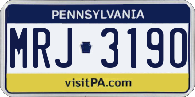 PA license plate MRJ3190