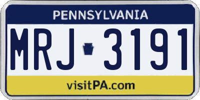 PA license plate MRJ3191