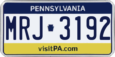PA license plate MRJ3192