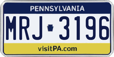 PA license plate MRJ3196