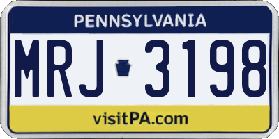PA license plate MRJ3198