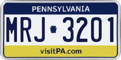 PA license plate MRJ3201