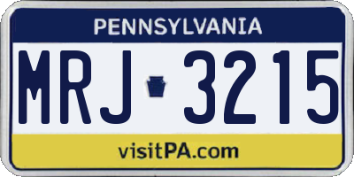 PA license plate MRJ3215