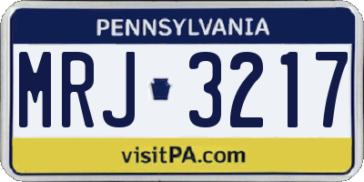 PA license plate MRJ3217